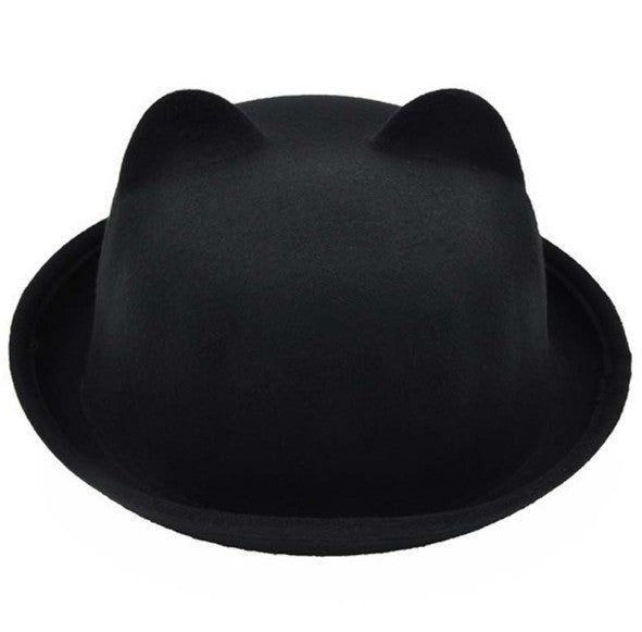 Ears Wool Derby Bowler Cap