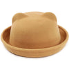Ears Wool Derby Bowler Cap